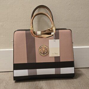 Elegant Structured Handbag – New with Tags – Neutral Color Block Style 👜